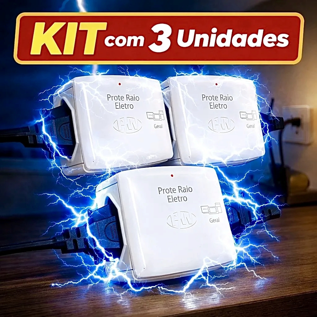 Kit 3un Protetor Contra Raios surtos picos –