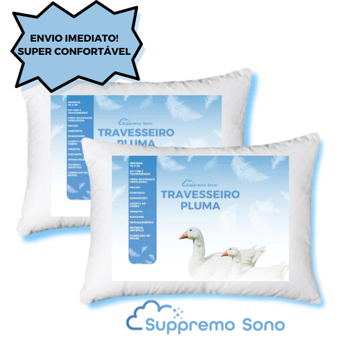 Kit 2 Travesseiro Pluma de Ganso em Espuma Travess