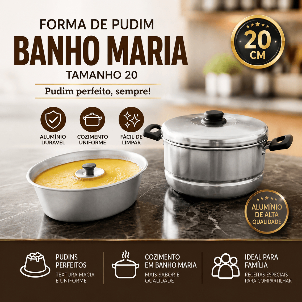 forma pudim banho maria n 20 Aluminio panela 2 em 