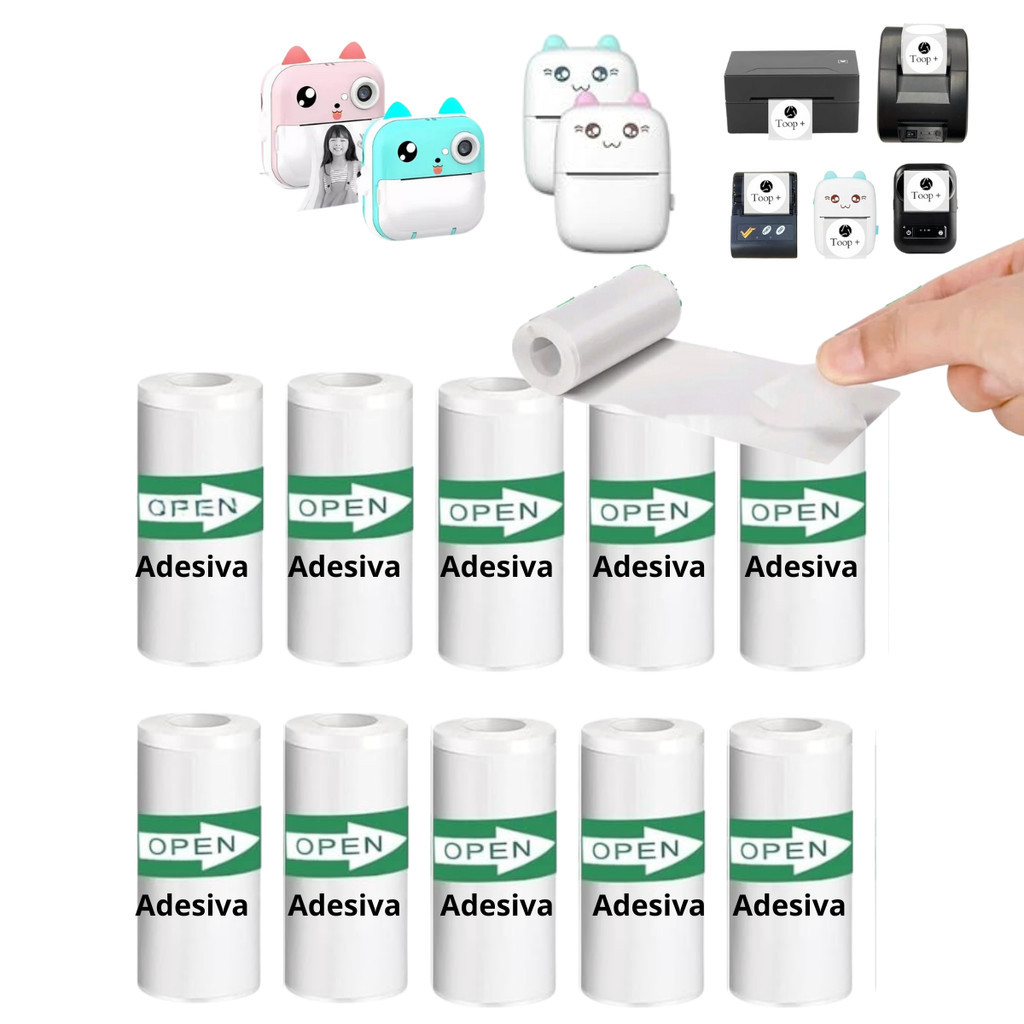 Kit 10 Bobina Etiqueta Térmica Adesiva 57x30mm Br
