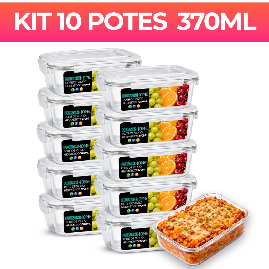 Conjunto 10 ou 5 / 3 Potes Herméticos Alimentos M