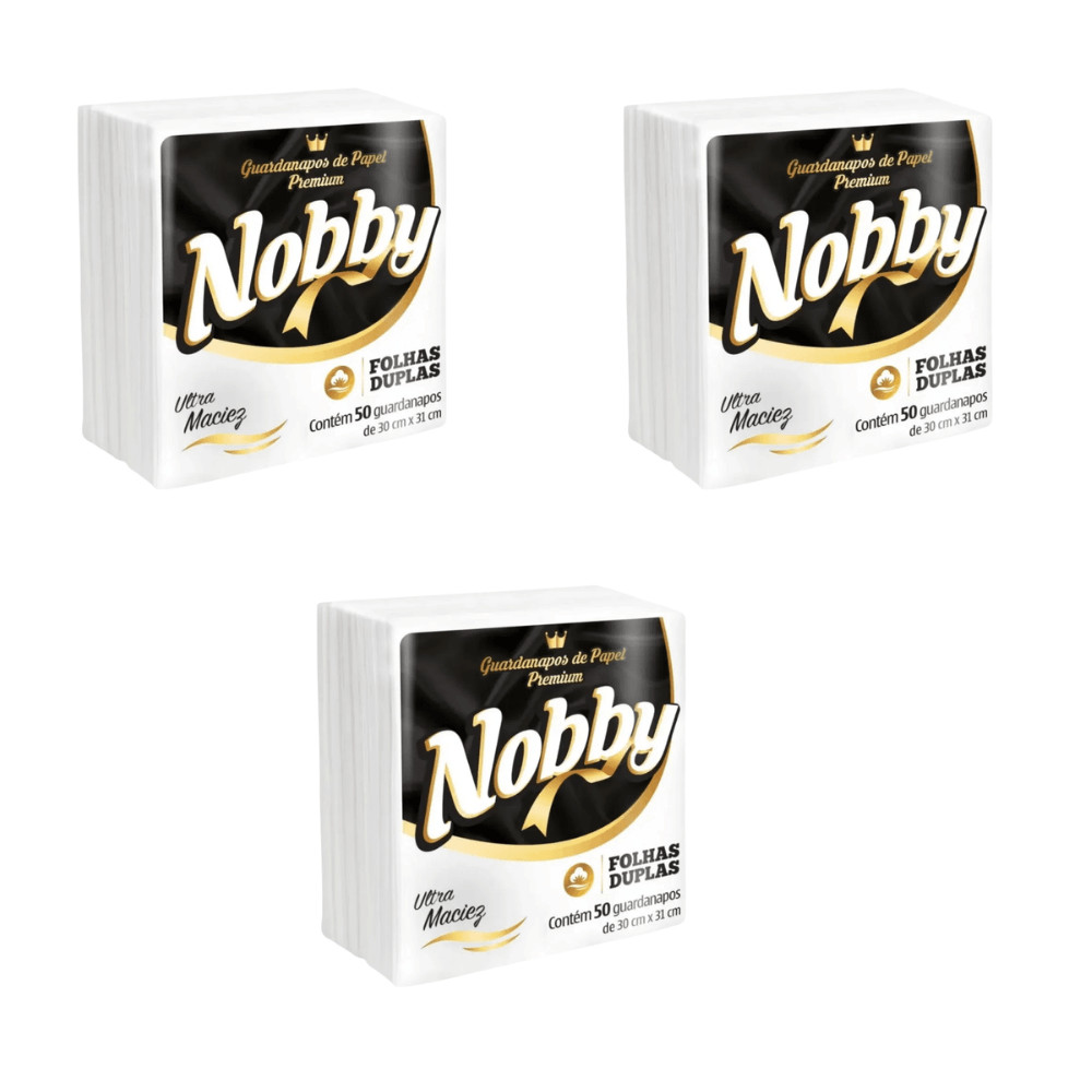 Kit 3 Pacotes Guardanapo 30x31cm Folha Dupla Nobby