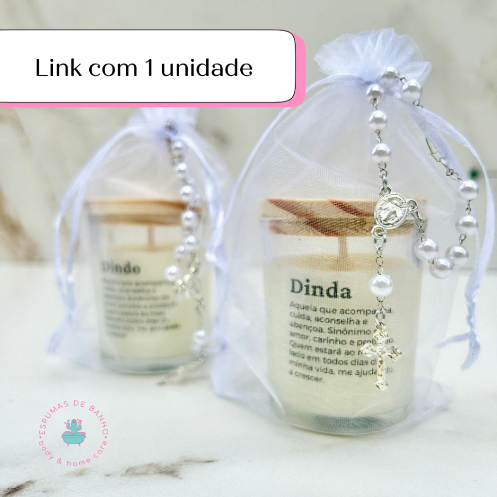 vela perfumada 70g com terço – Lembrancinha