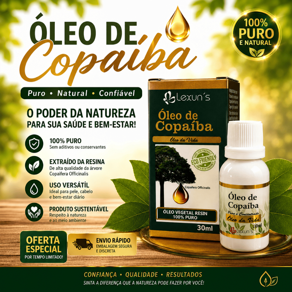 Óleo de Copaíba Vegetal 100% Puro 30ml