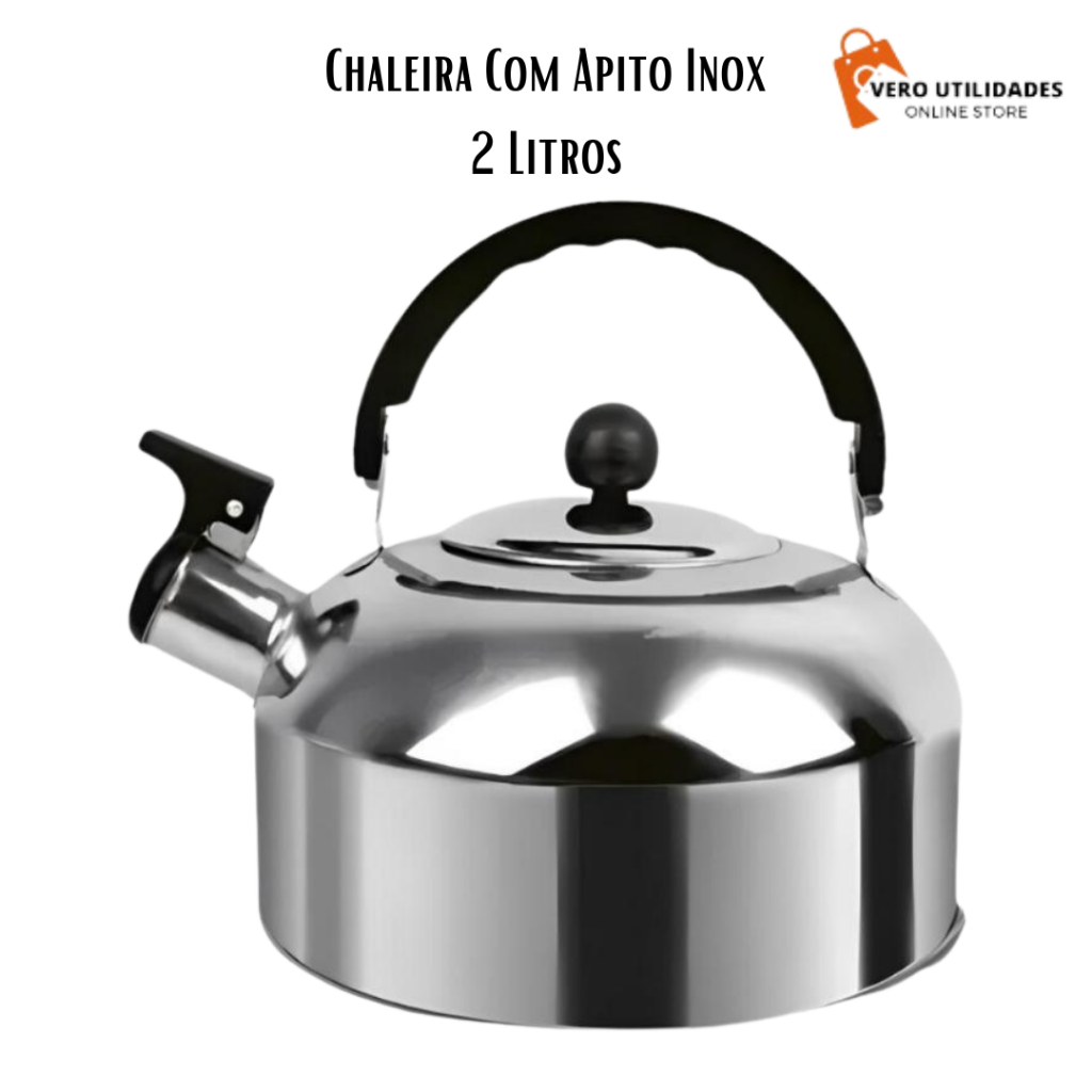 Chaleira De Aço Inox Inox Com Apito Capacidade 2 