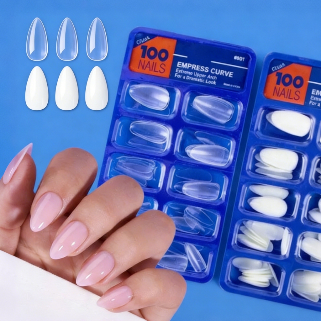 Kit 100 Unhas Postiça Almond Amendoada Realista T