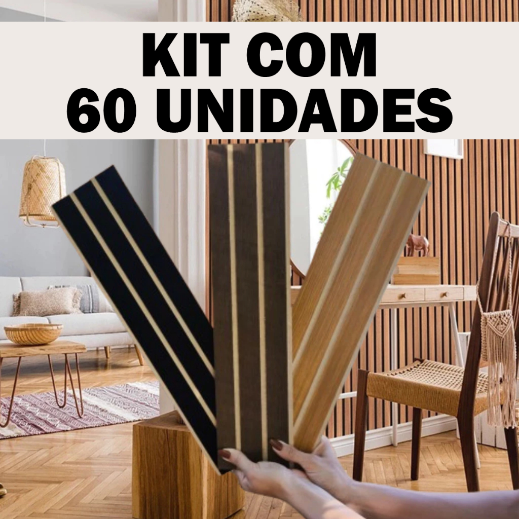 Kit de 20, 30, 40, 50 e 60 Placas Painel Ripado ri