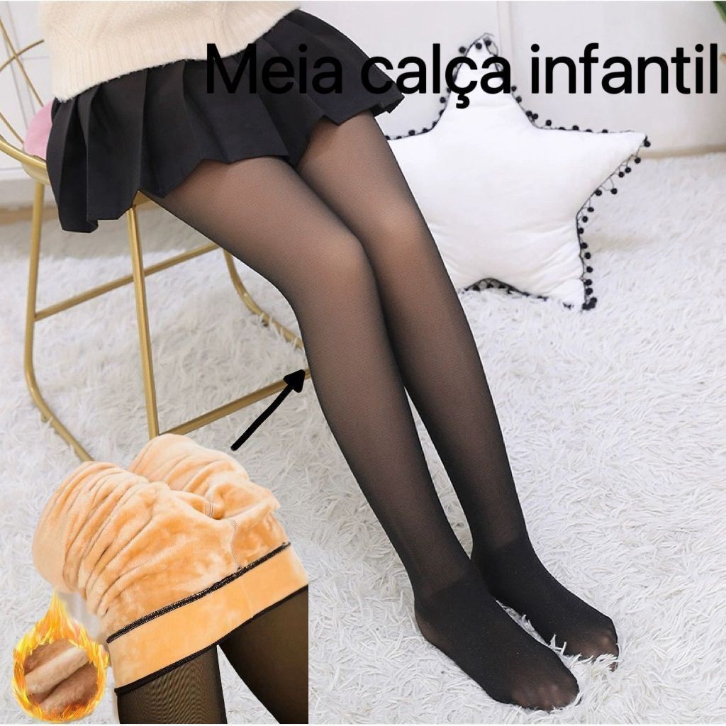 Meia Calça Infantil Térmica Forrada Peluciada Tr