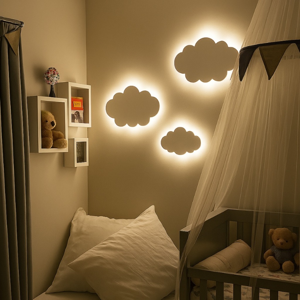 Kit 3 Luminaria Nuvem Decoração Led MDF 15MM Dec