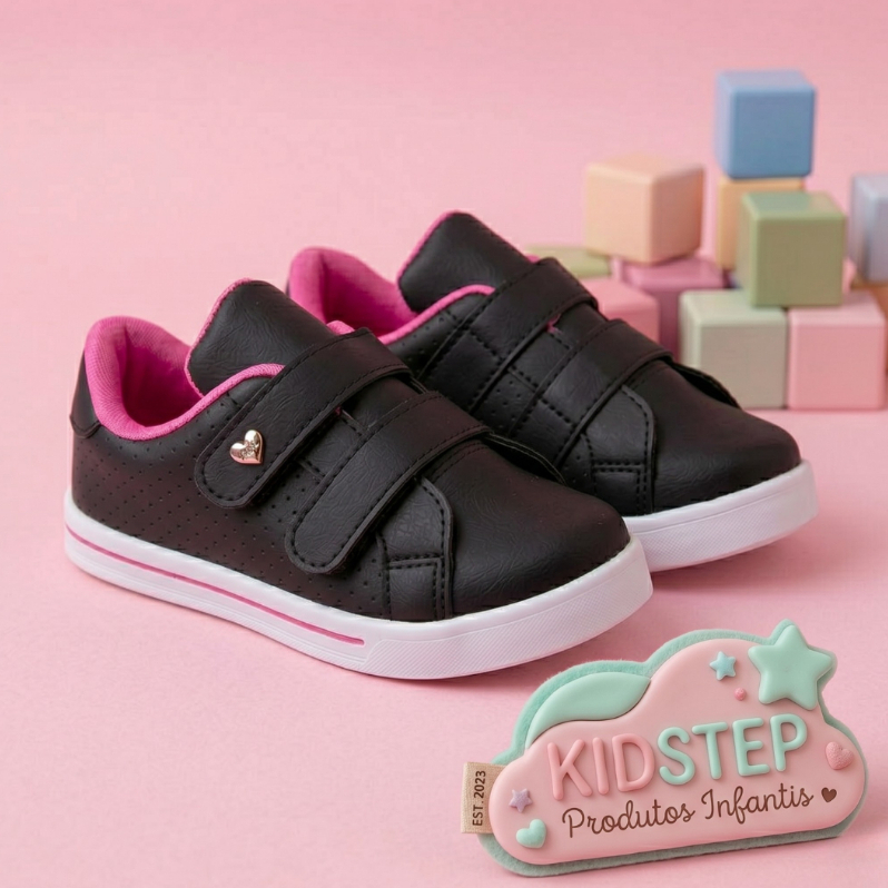 Kidstep Tenis Infantil Feminino Casual Preto Com P