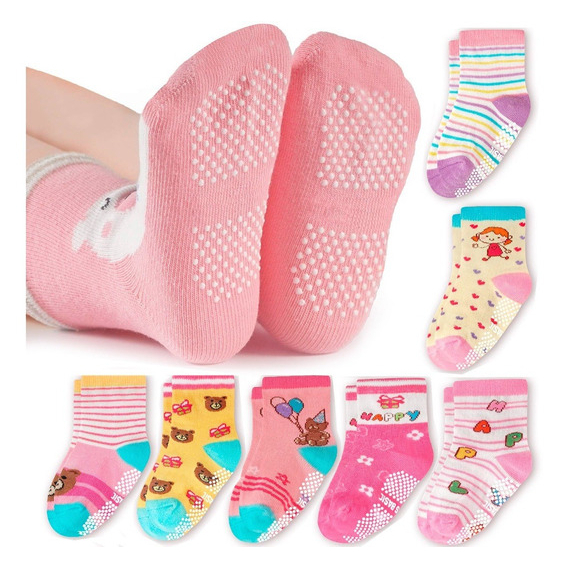 Kit 6 e 12 Pares Meia Infantil Antiderrapante Femi