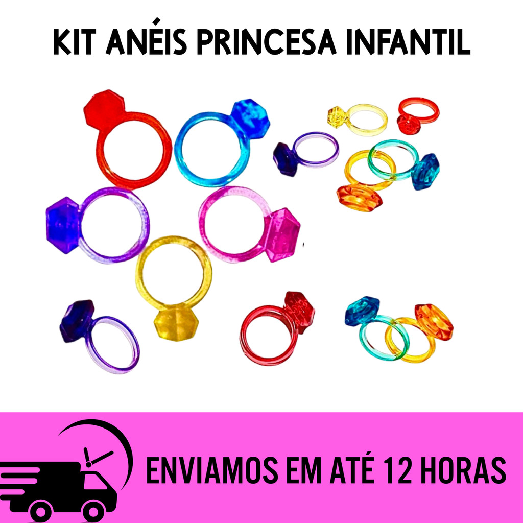 kit 10/20/30/50/100 Anéis Coloridos Brinquedo Lem