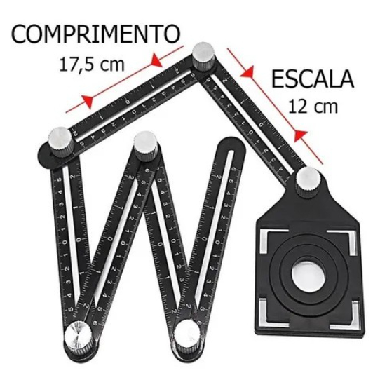 Régua Multifuncional Template Marcador Piso Azule