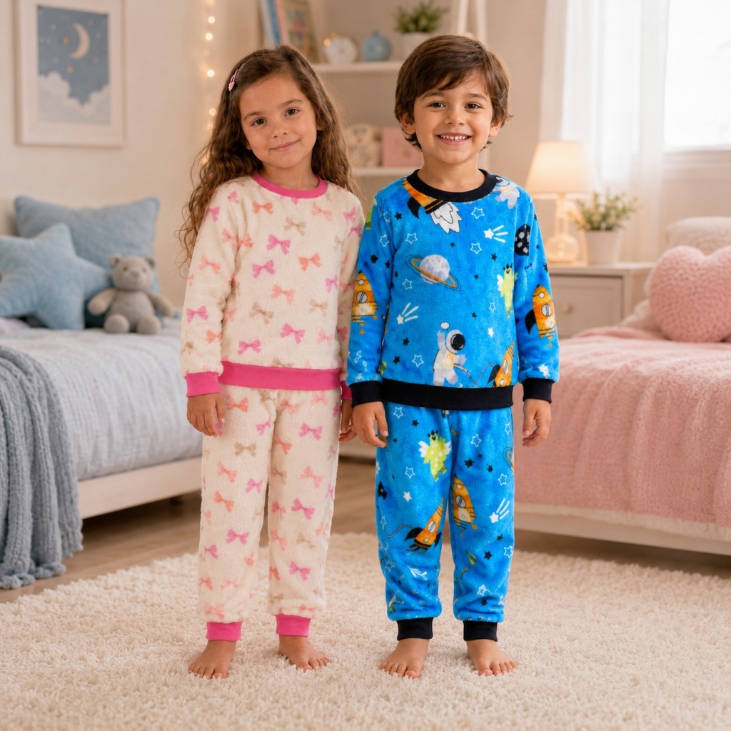 Pijama Infantil Inverno Fleece Menina ou Menino 1 