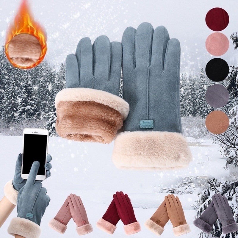 Luva Feminina inverno Touch Screen com forro de pe