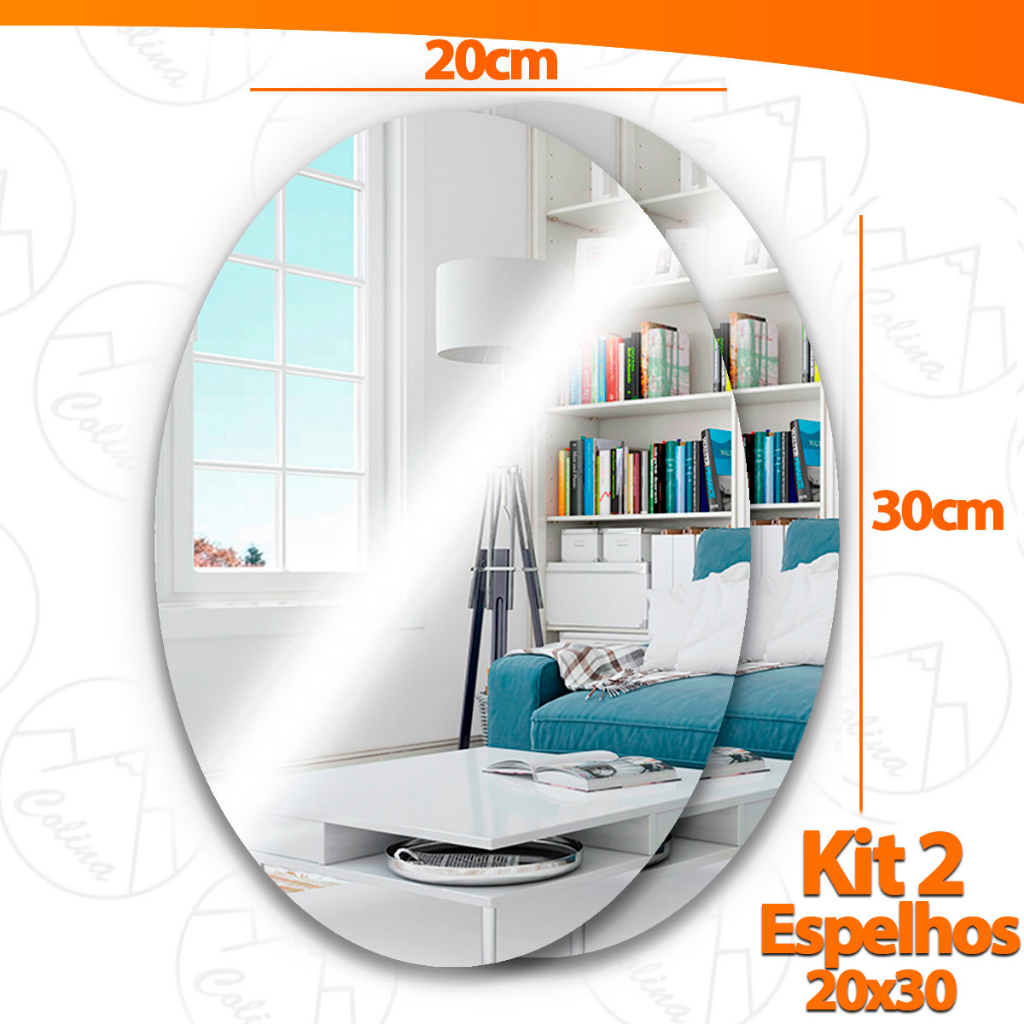 Espelhos Adesivo Acrilico Oval 20x30cm Boa Nitidez