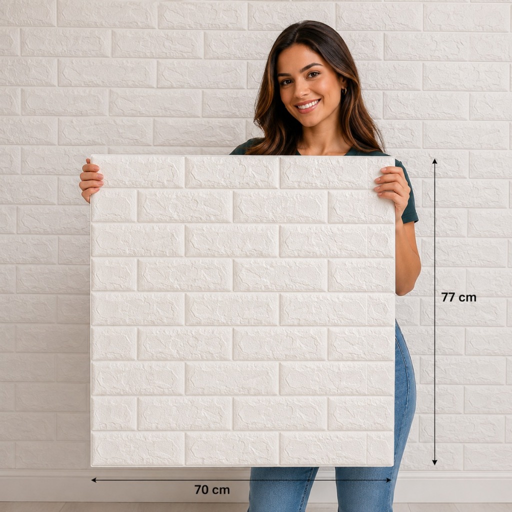 Kit Placa 3D Tijolinho 70×77 cm Autocolante c