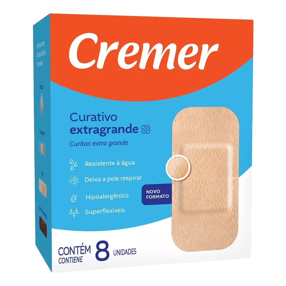 Curativo Transparente Extra Grande Comum Bege C/8 