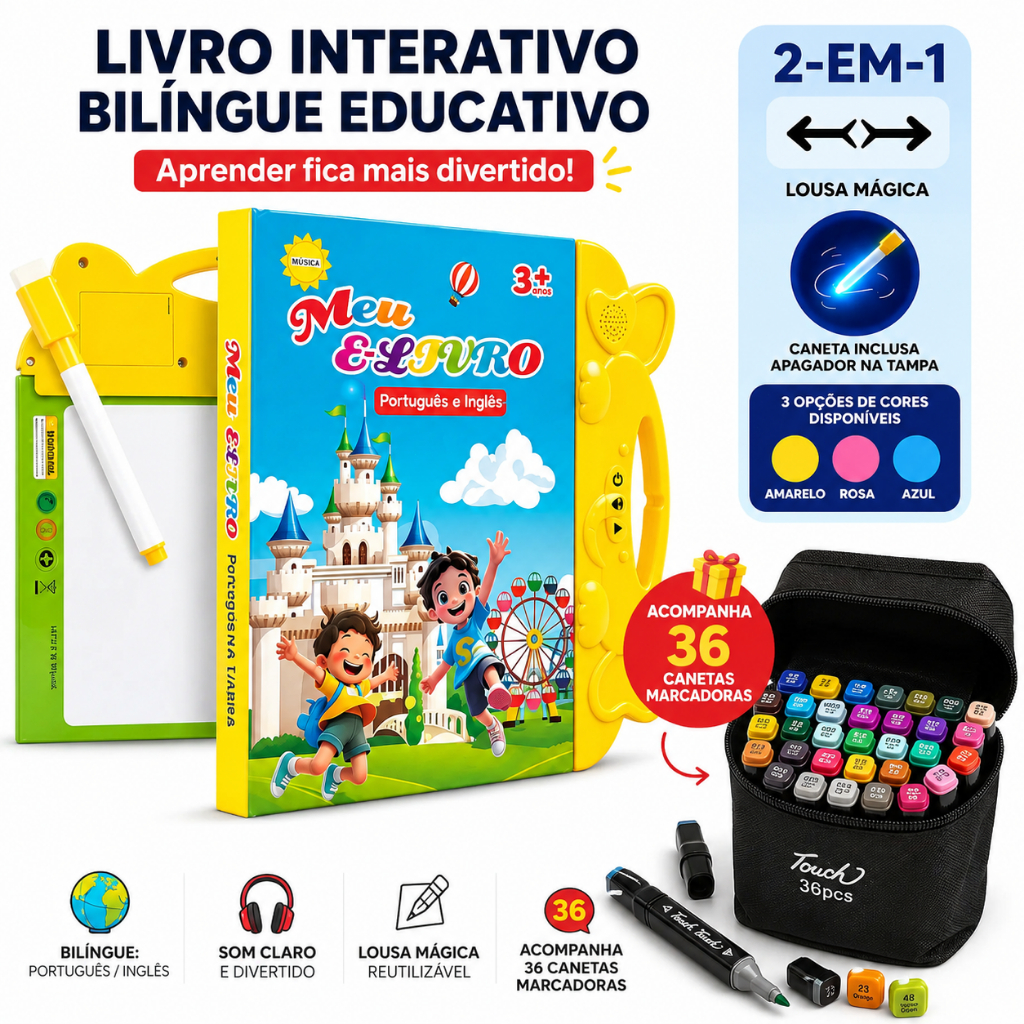 Livro Interativo Sonoro Bilíngue Infantil Portugu