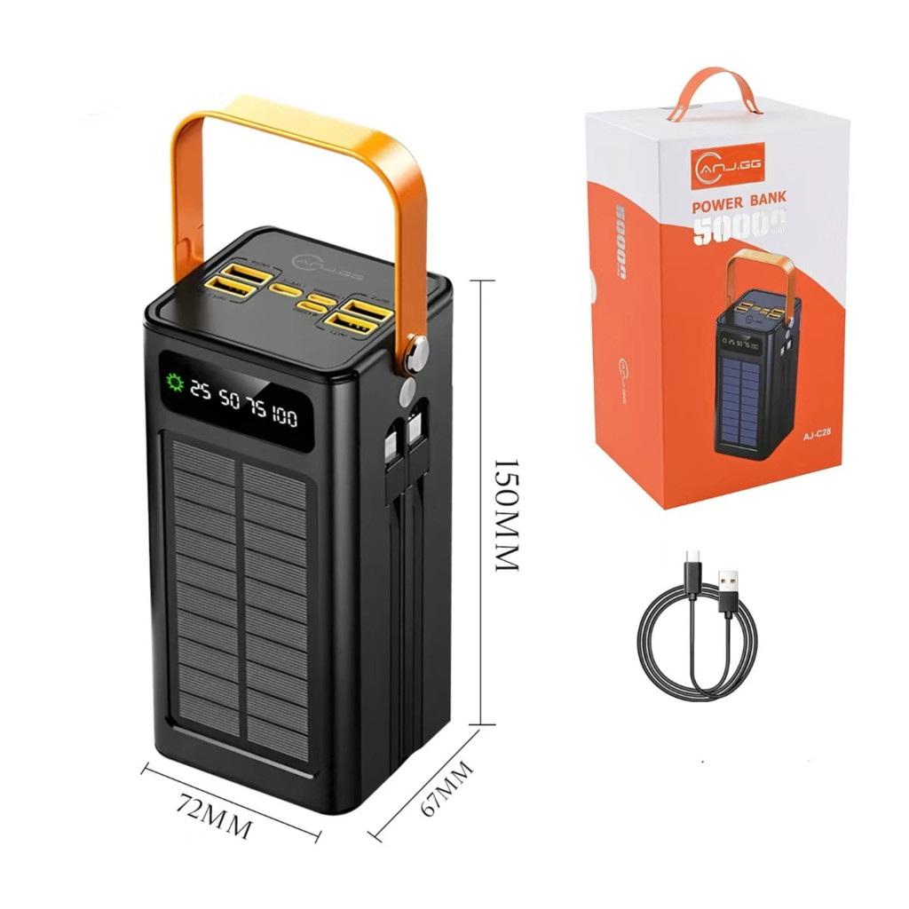 Power Bank Solar 50000mAh Carregador Portátil Gra