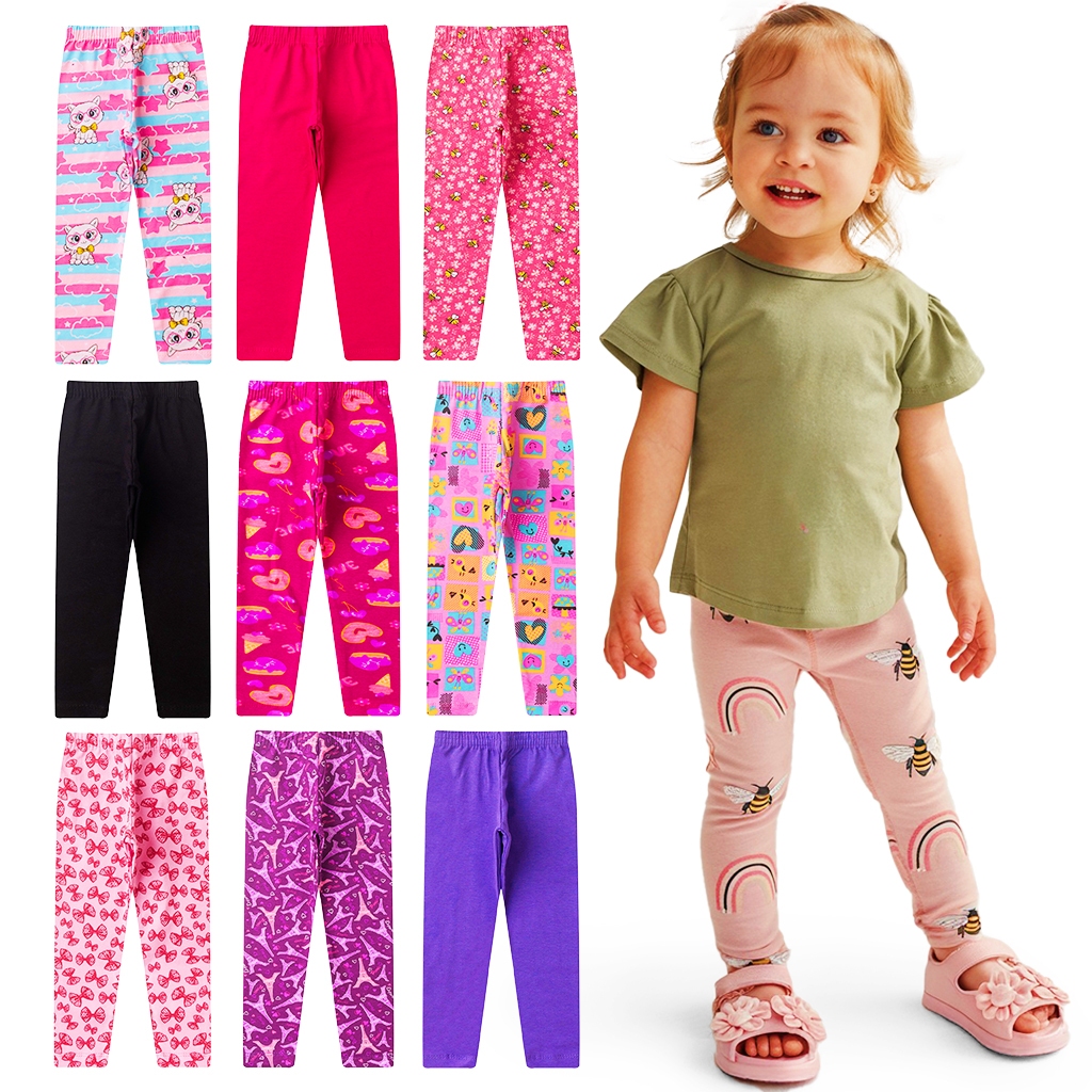Kit 2, 3 ou 4 Calças Leggings de Cotton Sortidas