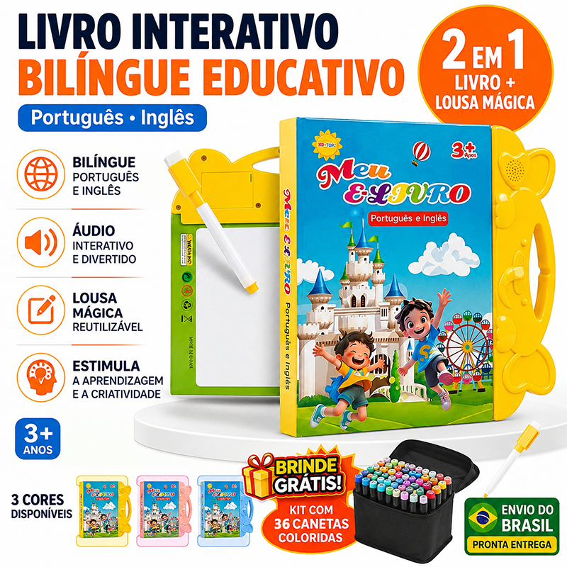 Livro Infantil com Som livro interativo Inglês e 