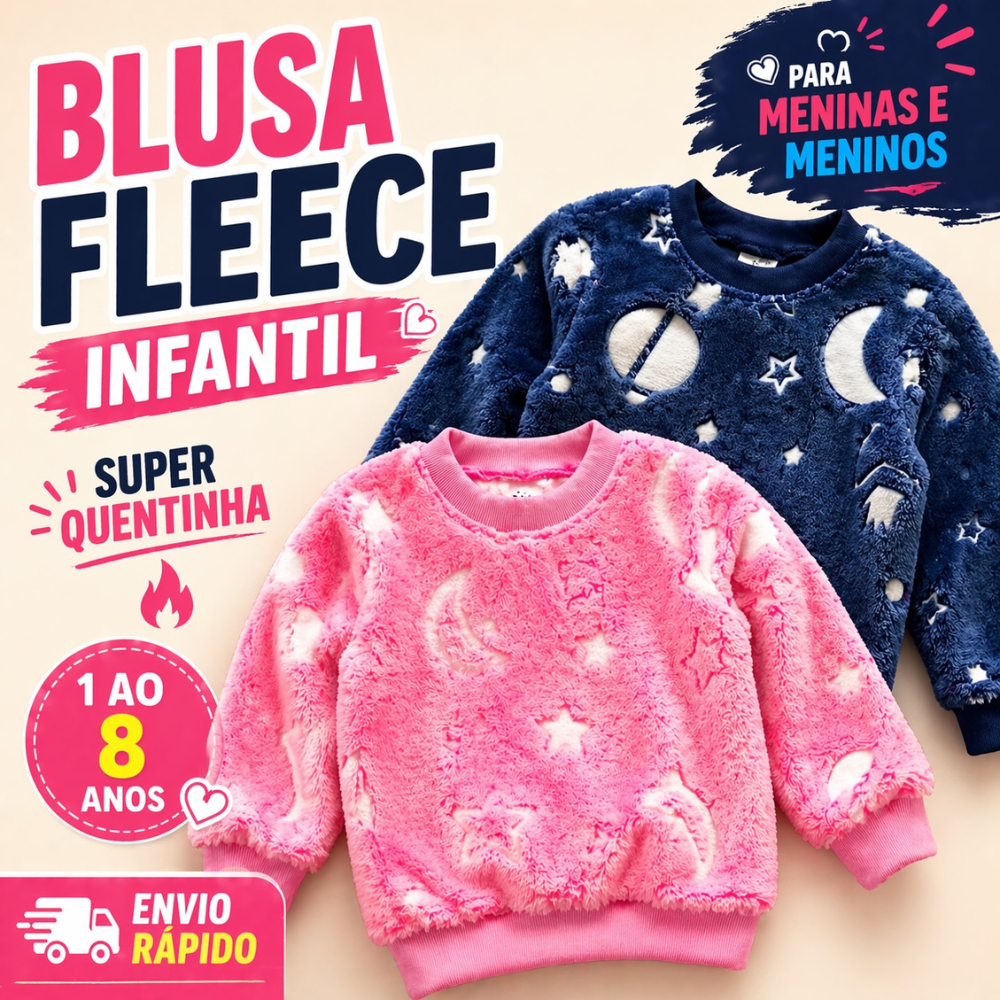 Blusa Infantil Fleece 1 a 8 Anos Menino Menina Est