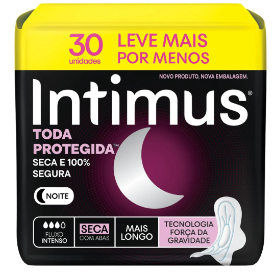 Absorvente Intimus Gel Noturno Seca, Com Abas, 30 