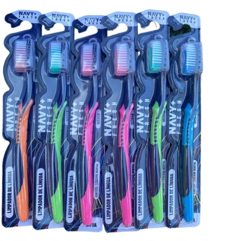 Kit Pacote Com 12 Escovas Dental Média Adulto Com