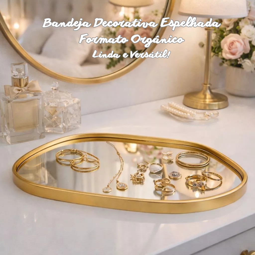 Bandeja Decorativa Espelhada Formato Orgânico 29c