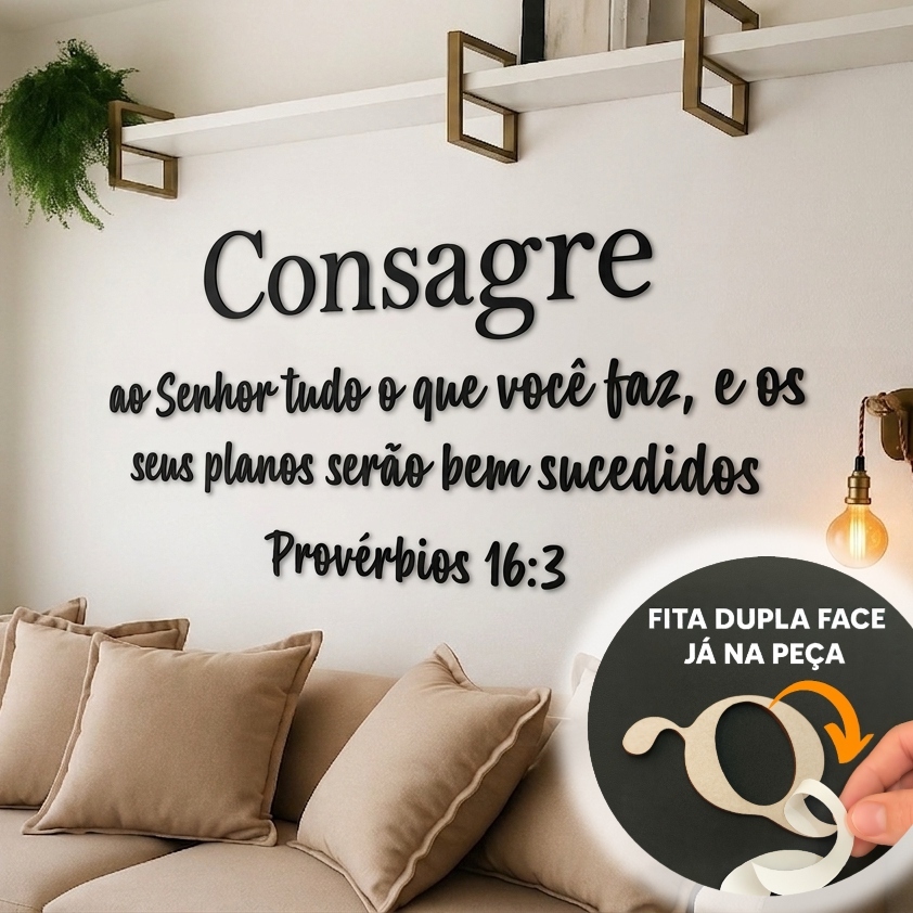 Frase Decorativa MDF Consagre ao Senhor Provérbio