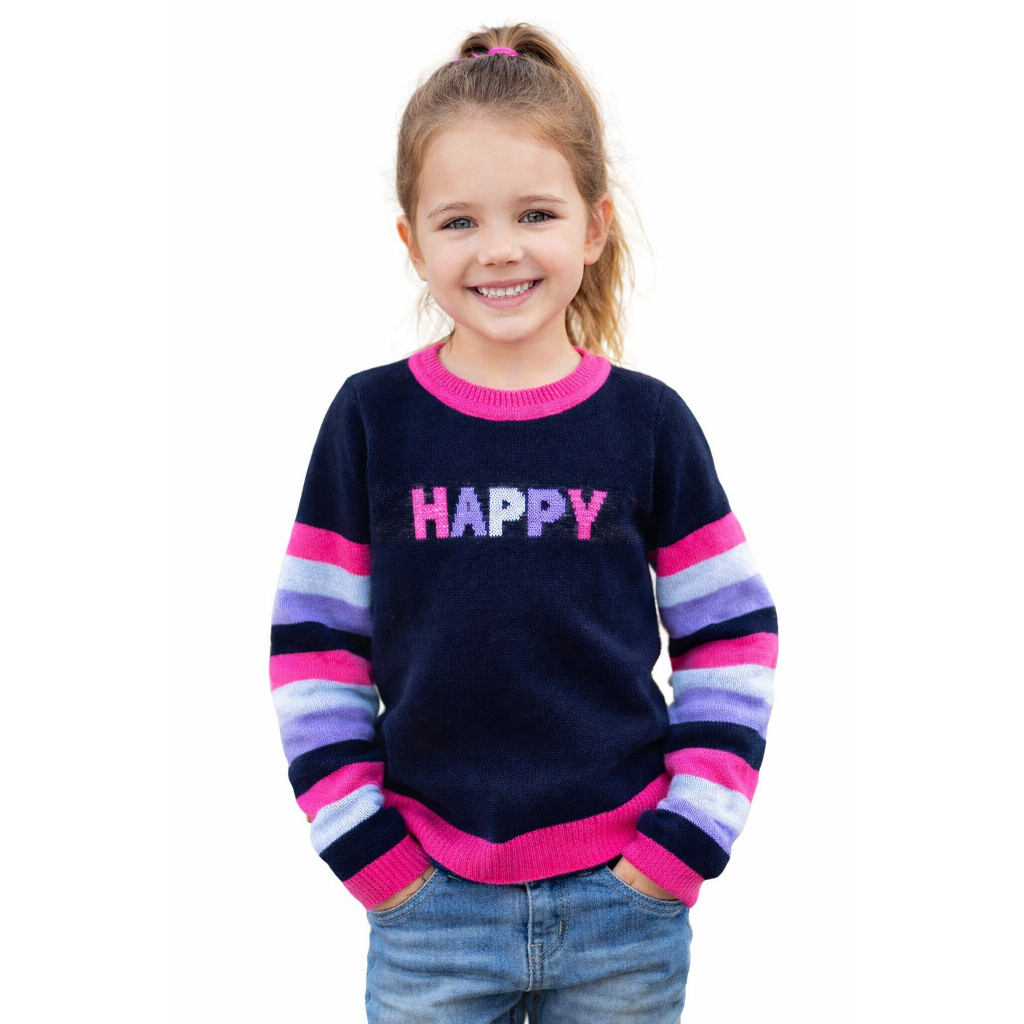 Blusa Infantil de Tricô Meninas Happy