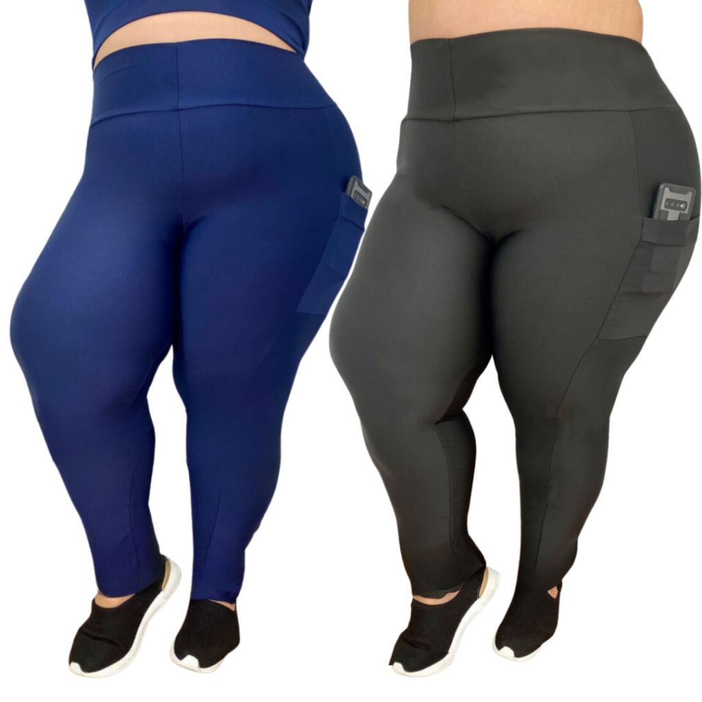 KIT 2 legging Bolso Plus Size feminino 44 ao 54 Su