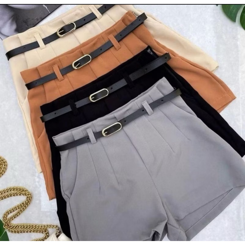 Short Feminino de Alfaiataria com Cinto Shorts Tec