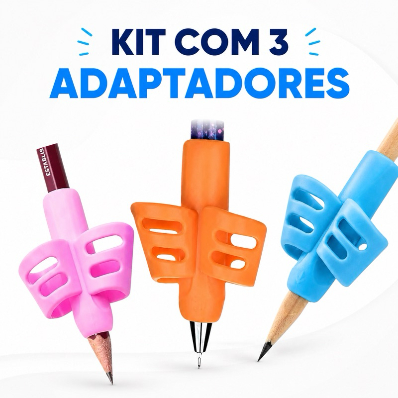 3 Adaptadores Escrita Apoio De Dedos Ergonômico S