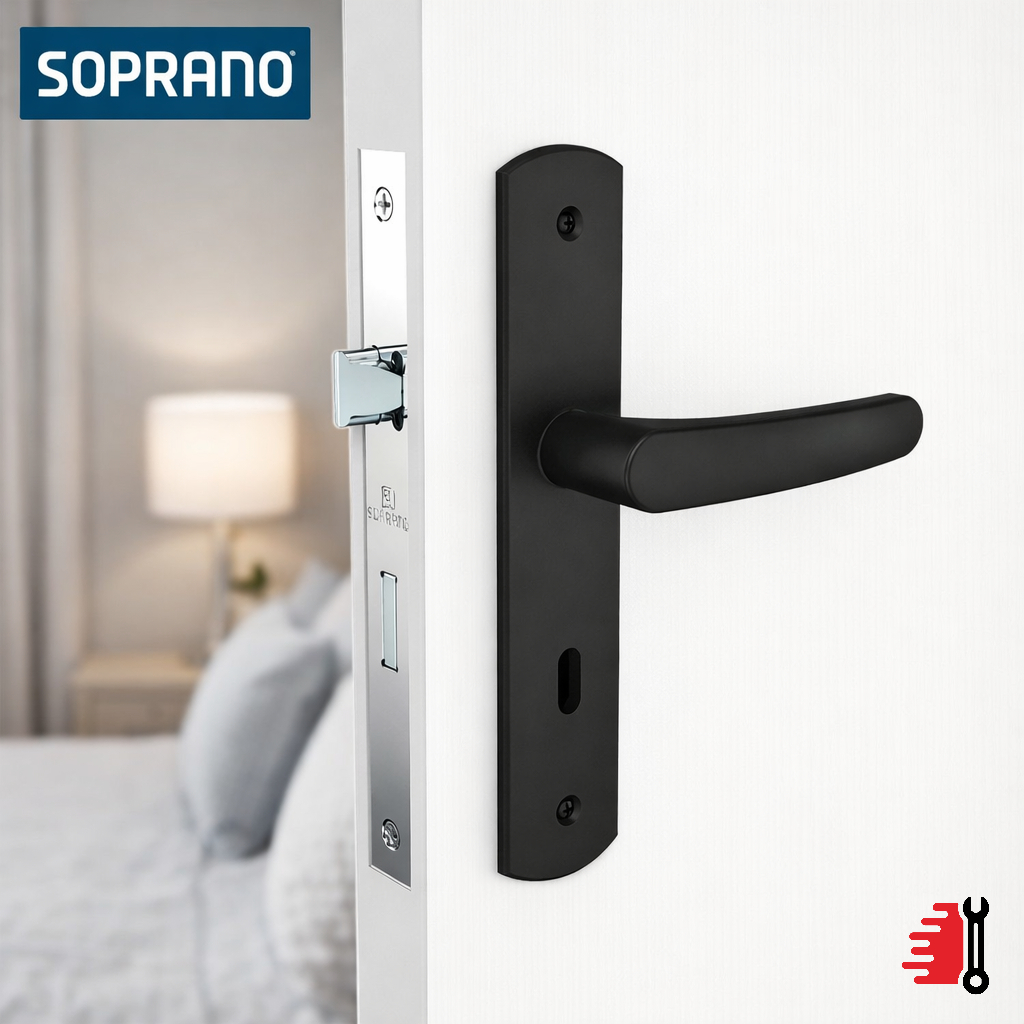 Fechadura Interna Soprano Ipanema Reta Preta ESP 2