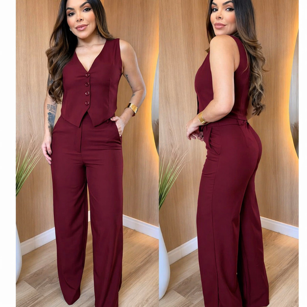 CONJUNTO FEMININO CALÇA e COLETE  MODA EXECUTIVA 