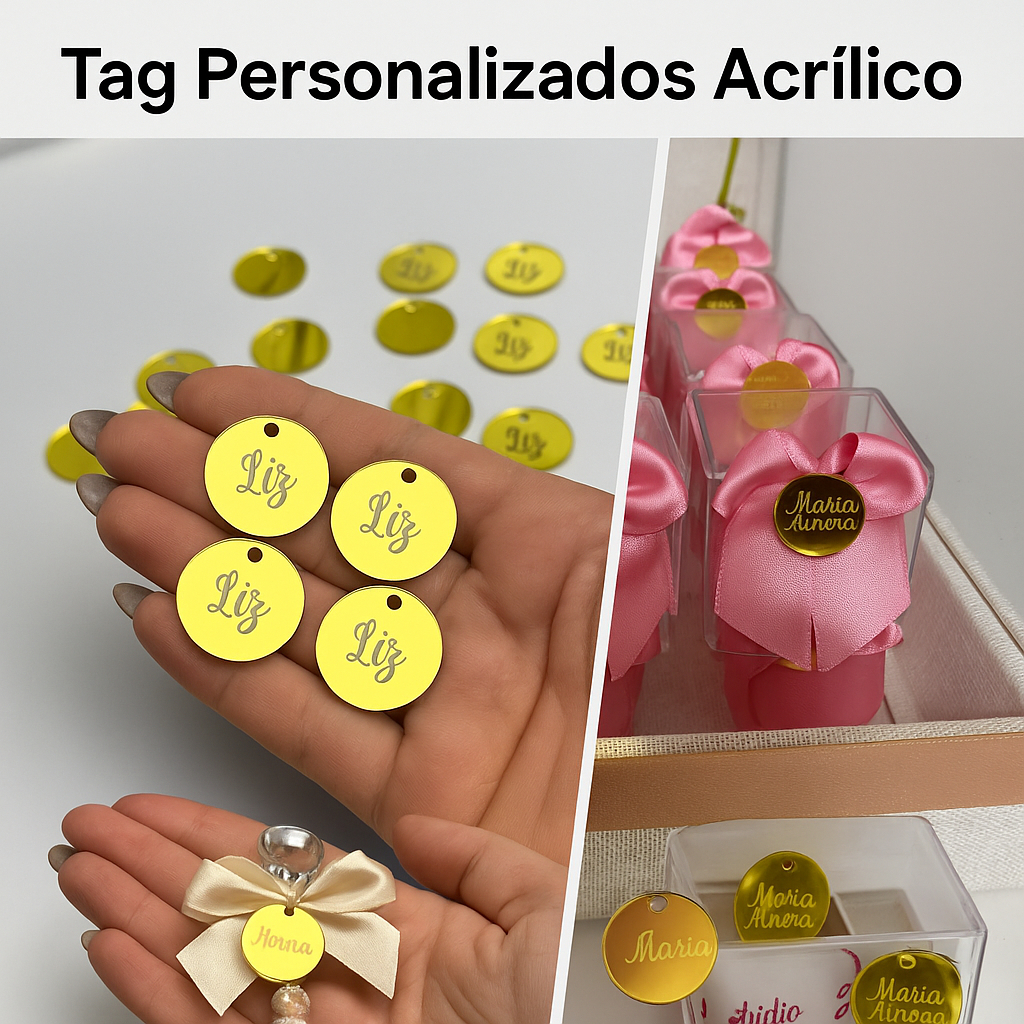 Kit Tags Personalizados Acrílico Etiqueta Decorat