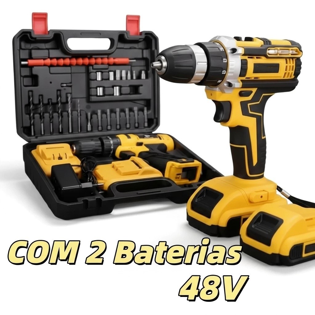 Parafusadeira Furadeira 48V 2 Baterias Com Maleta 
