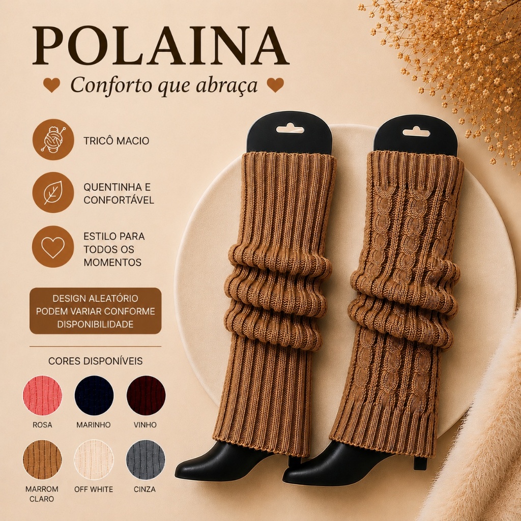 Polaina Feminina Longa de Lã X Para Inverno Frio 