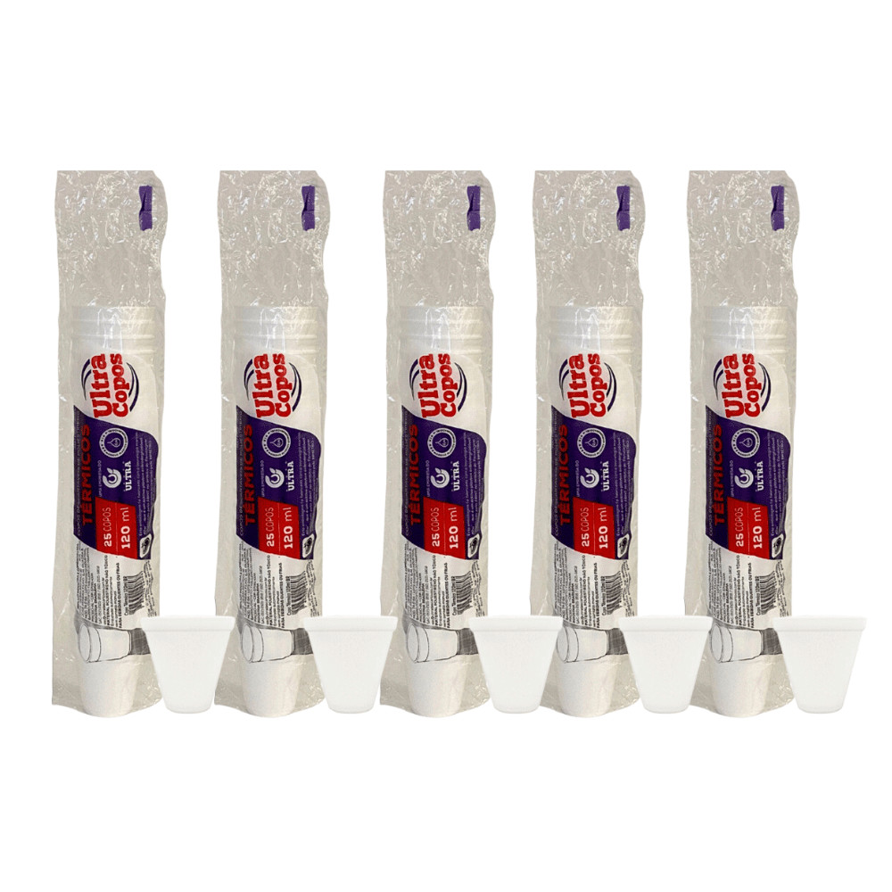 5 Pacotes de Copo de isopor Térmico 120ml Linha R