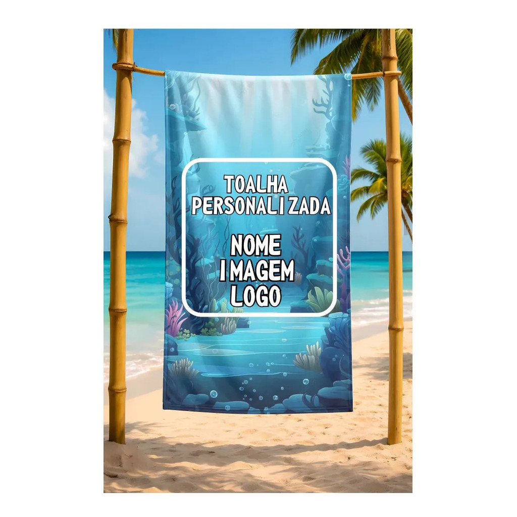 Toalha Banho Personalizada Logo Nome Imagem Praia 