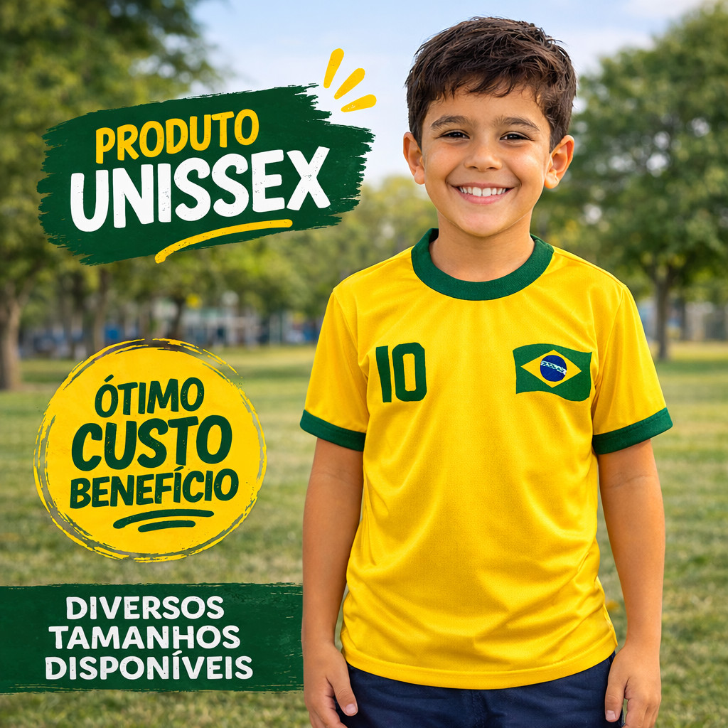 Blusa Brasil Seleção Infantil Camisa Torcedor Am