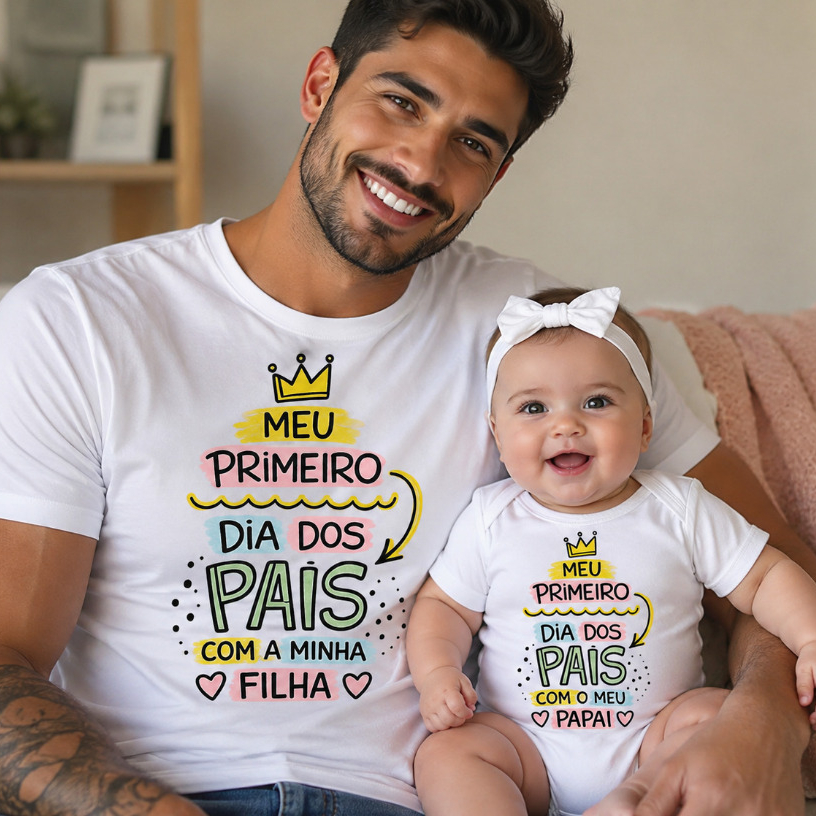 Kit Camiseta e Body Especial Primeiro Dia dos Pais