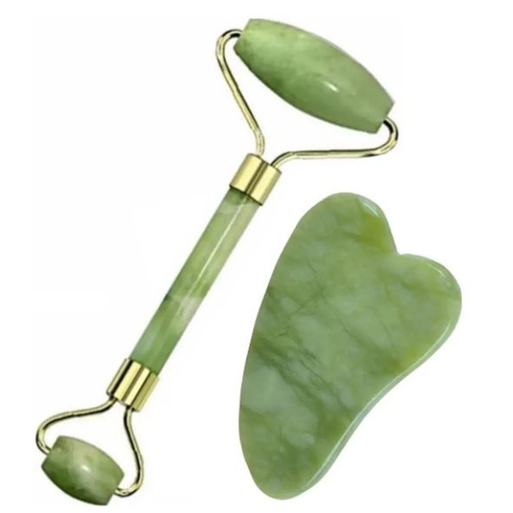 Kit 1Rolos Massageador Pedra De Jade Massagem Faci