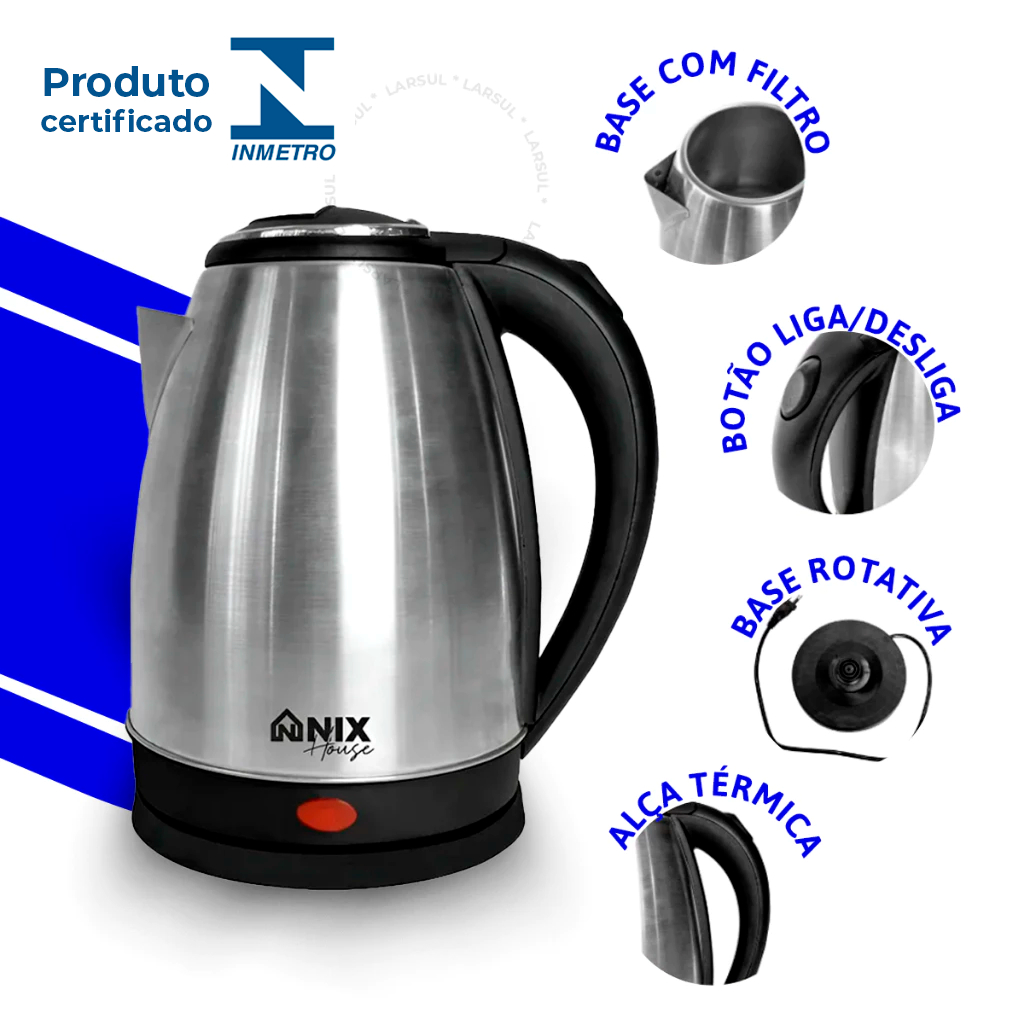 Chaleira Elétrica Inox 2 Litros Jarra Térmica De