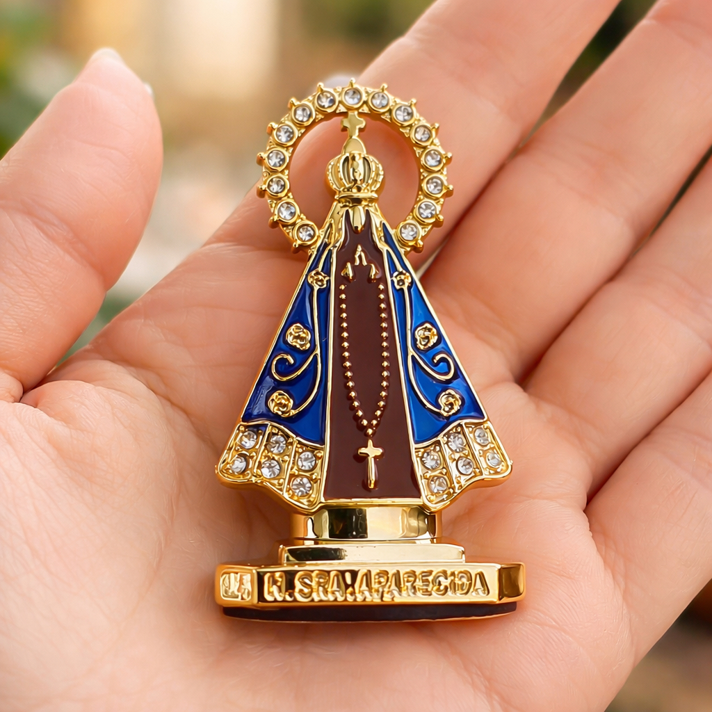 Santinha Nossa Senhora Aparecida Com Coroa Dourada