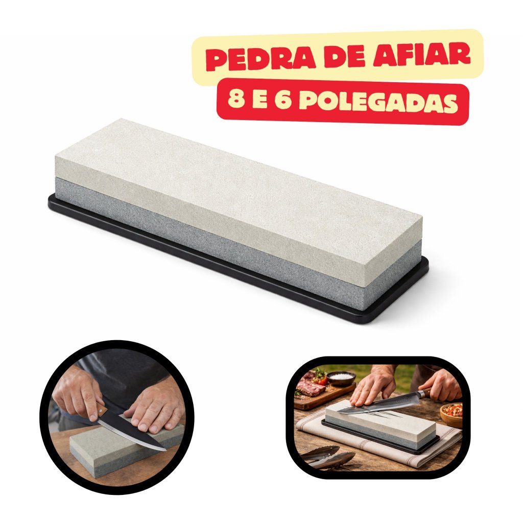 PEDRA DE AMOLAR FACA DUPLA FACE 6 E 8 POLEGADAS RE