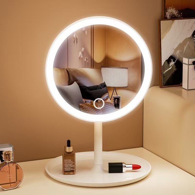 Espelho LED de Mesa com Bandeja Porta Maquiagem Lu
