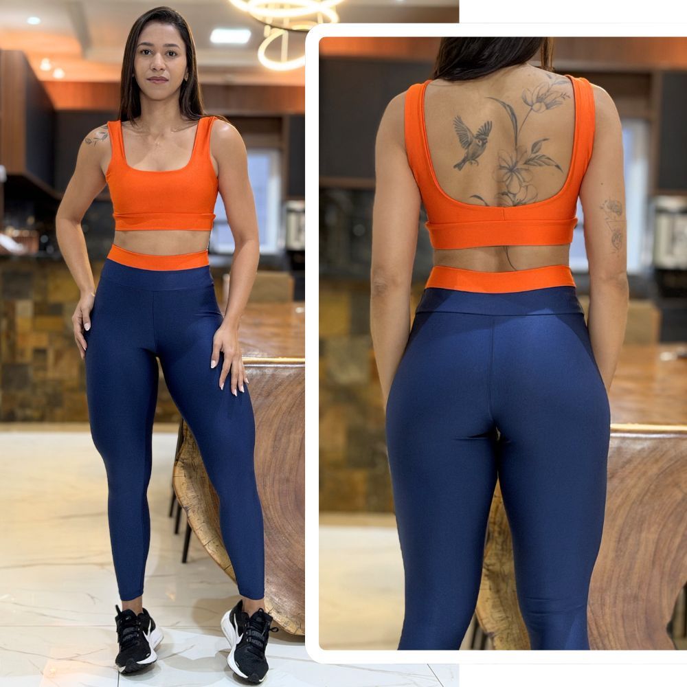 Conjunto de Academia BICOLOR Feminino Calça Leggi